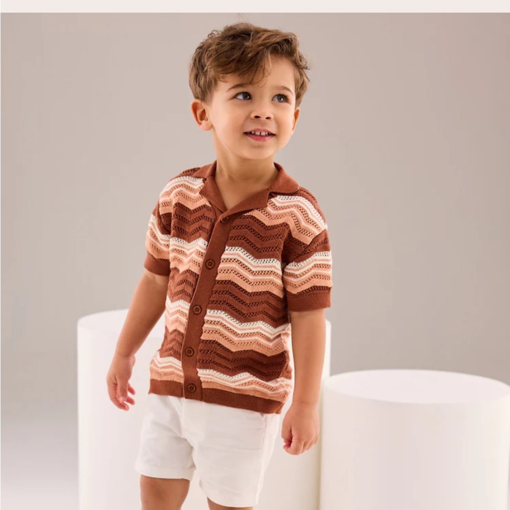 Brown and Cream Knit Cardigan